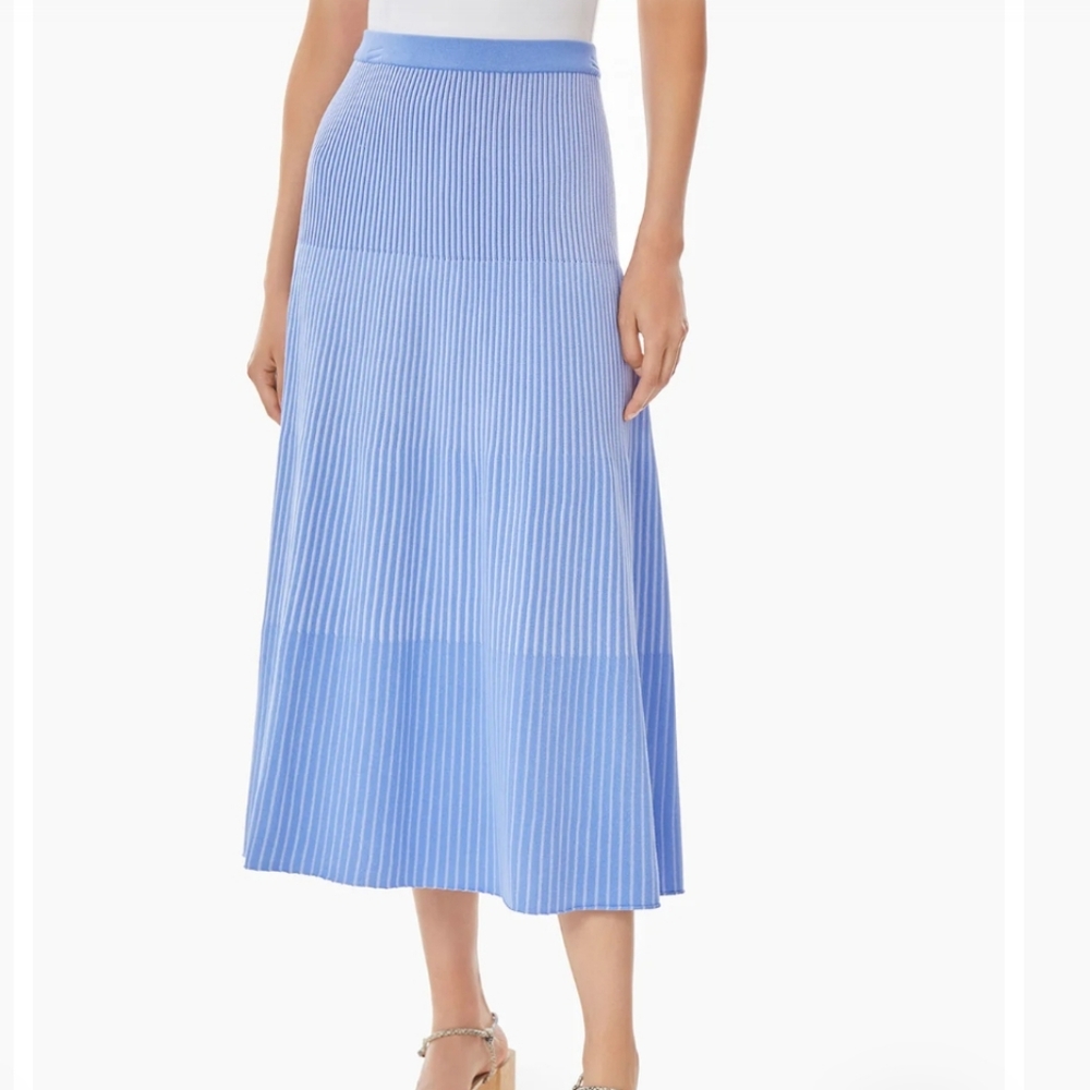 Misook Ombré Stripe Rib Knit Skirt In Blue Size S NWT'S